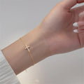FUAMAY Simple Silver Cross Bracelet 18K Statement Cross Charm Bracelets for Women Fashionable Jewelry