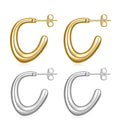 C-Shaped Hoop Earrings Stainless Steel Chubby Texture Minimal Stylish Gorgeous Boutique Brands Earrings Women Jewelry Party Gift