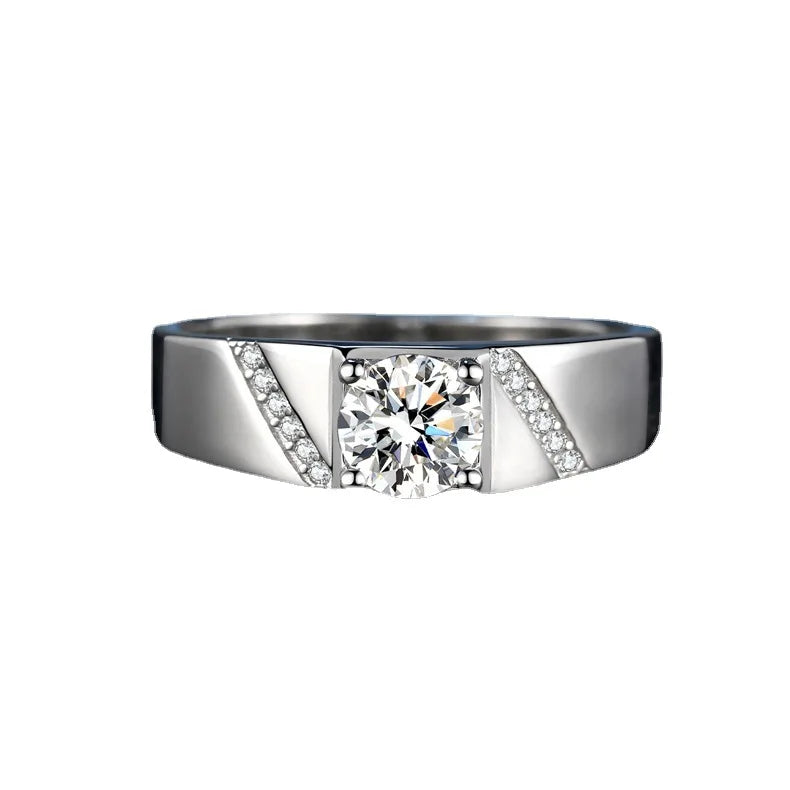 Gra Certified Large Diamond Moissanite Boy Men's Custom Ring 925 Sterling Silver 1ct 6.5mm for Men Wedding Luxury Jewelry
