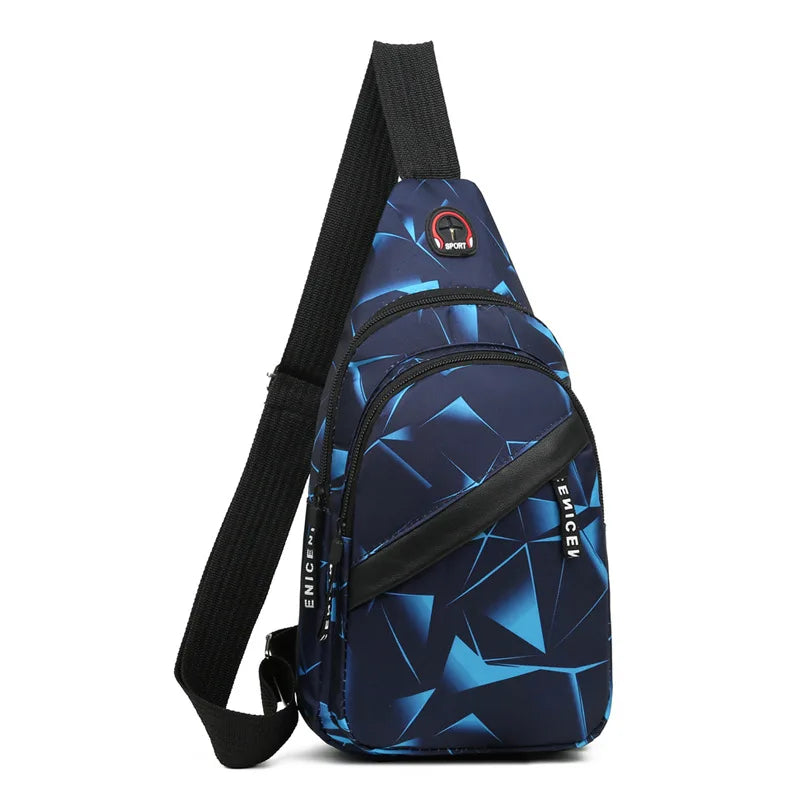 Cheap Price Printing Waterproof Chest Bag with Headphone Waterproof Oxford Crossbody Sling Shoulder Bag for Men