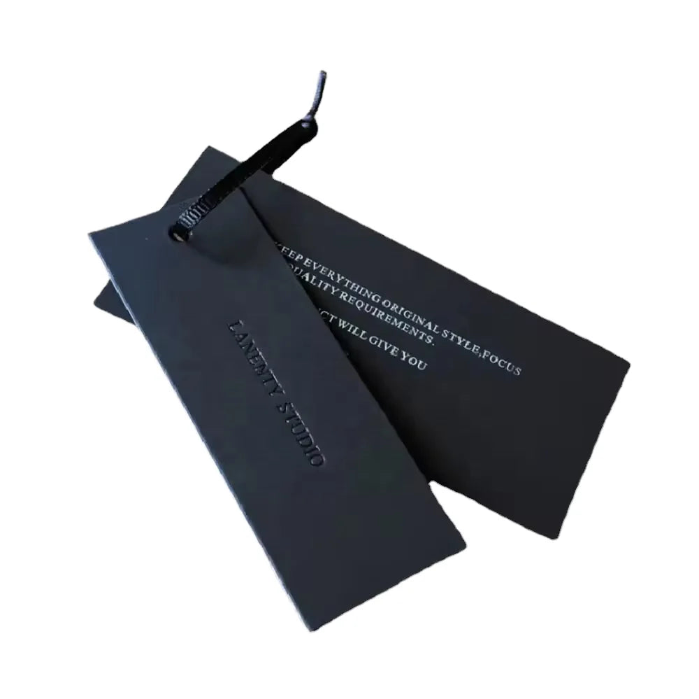 Wholesale Custom Logo Offset Printed Soft Touch Paper Tags Thickness Black Cardboard Hot Stamped Hang Tag Labels for Clothing MegaBDM