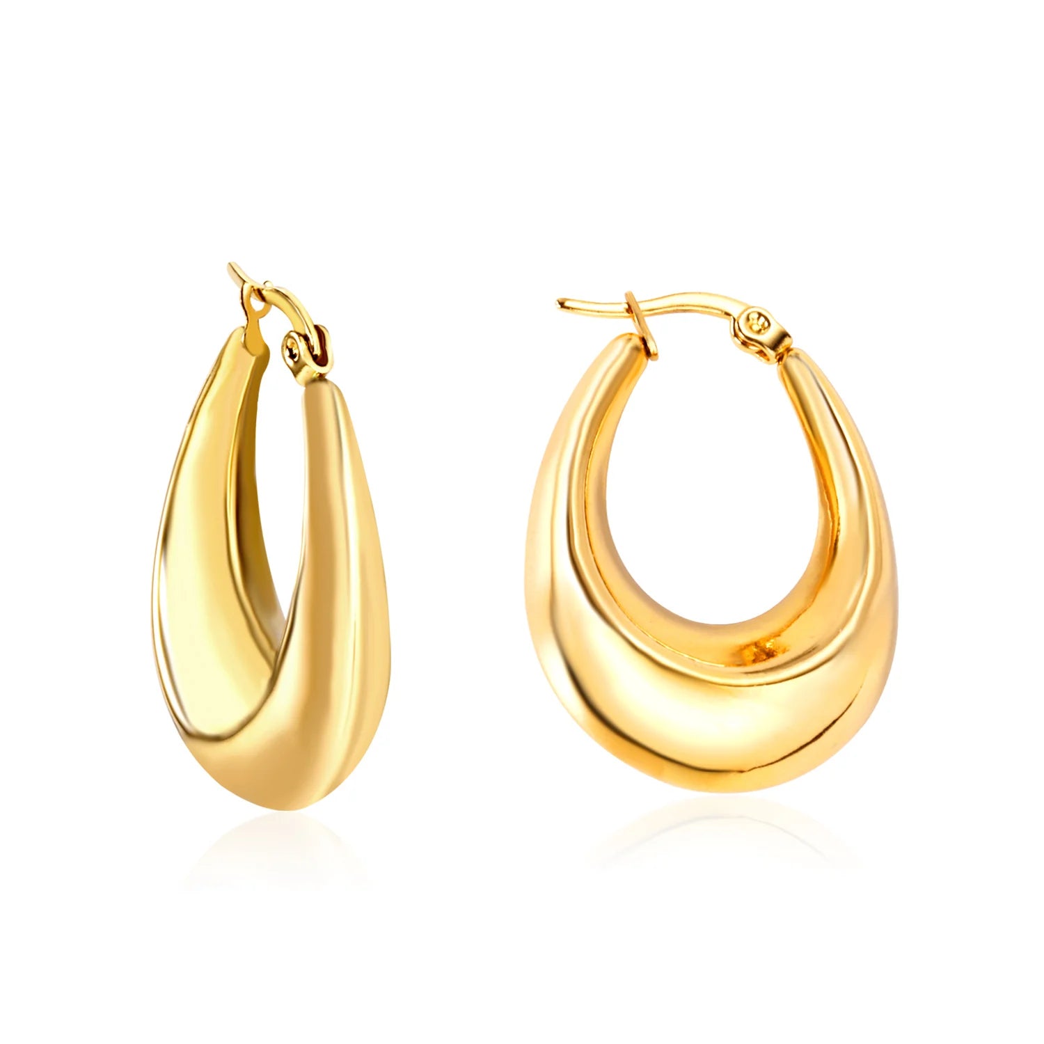 2022 New Product Personality No Collision Stainless Steel Gold Plated Fashion Round Earrings