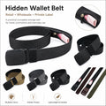 Hidden Wallet Belt 38mm Concealed Zipper Pocket Tactical Nylon Webbing Belt for Travel Outdoor Daily Wear Adjustable Buckle