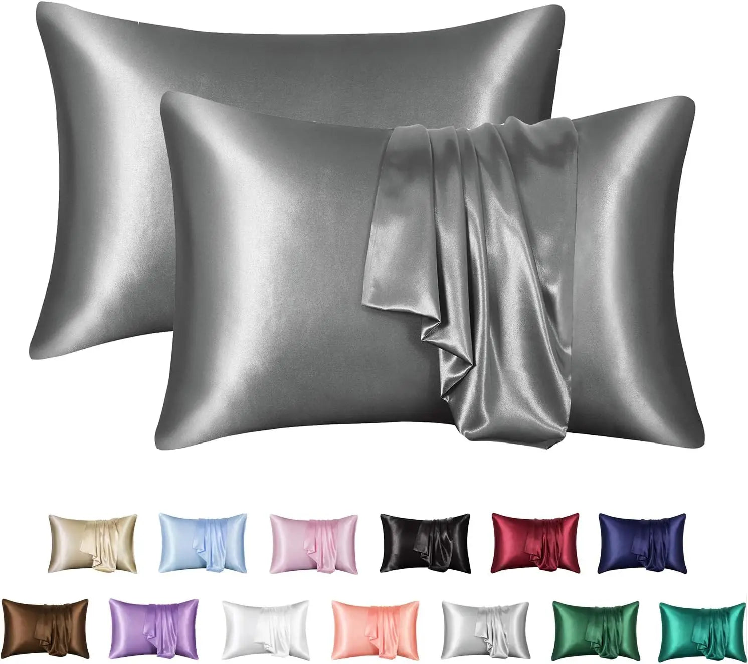Wholesale Custom Logo Throw Sleeping Satin Silk Pillowcase Solid Color  Pillow Cover With Envelope Closure