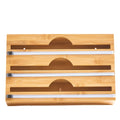 Hot Sale 2-in-1 American Style Kitchen Roll Organizer Cling Holder with Cutter-Bamboo Foil Wrap Dispenser for Wholesale