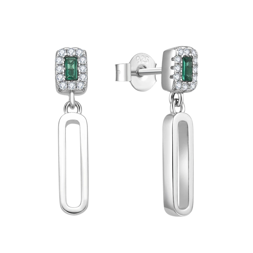 POLIVA Trendy Fine Jewelry Women S925 Silver Rhodium Plated Sparkling Square Diamond 3A Zircon Zirconia Stud Earrings