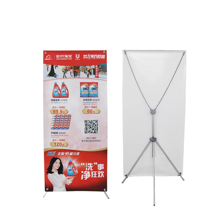 Economical PVC Banner With Pop up Folding Adjustable Display Stand X Banner Large Stand