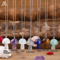 Wholesale Gemstone Mushroom Necklace Gold Plated Box Chain Crystal Pendant Choker for Women Bohemian Party Jewelry Gift