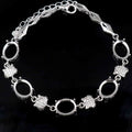 Sterling Silver 8*10 Semi Mount Bracelet Frame Blank Empty Support Mountain Setting S925 Base Holder Without Stone for DIY Inlay