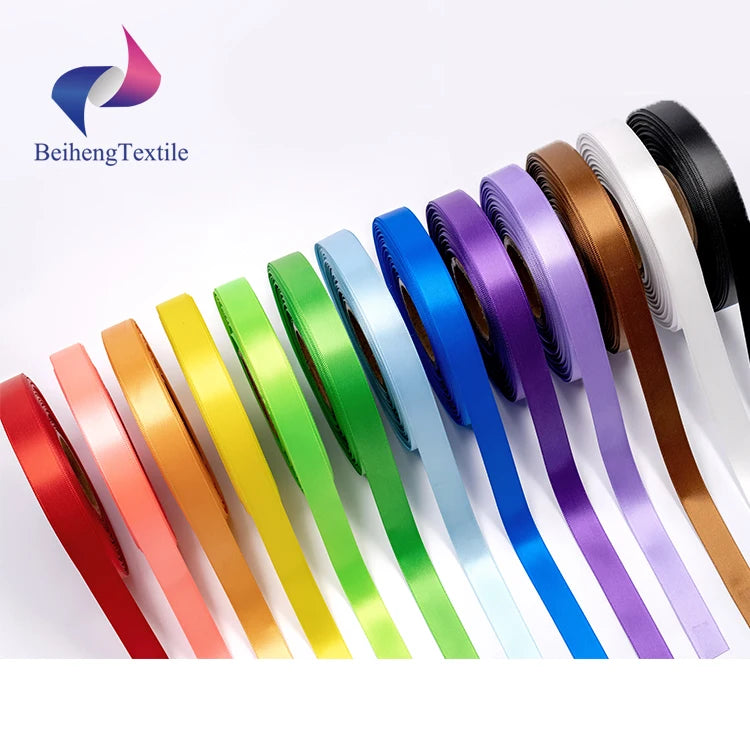 Factory Wholesale Customized Double Face Side 100% Polyester Rpet Plain Silk Satin Ribbon Roll