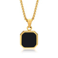 European American Metal Geometric Square Pendant Necklace Cross-Border Luxury Temperament Black White Shell Niche Fashion Chains