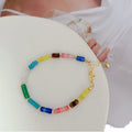 Korea 18K Gold Plated Adjustable Bracelets Cute Candy Color Jasper Clay Heishi Beaded Natural Stone Jewelry for Girls Weddings