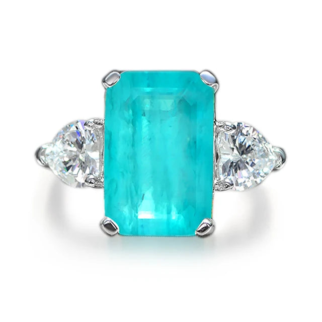 Paraiba GemStone Jewelry 925 Sterling Silver Paraiba Stone Wedding Ring for Women