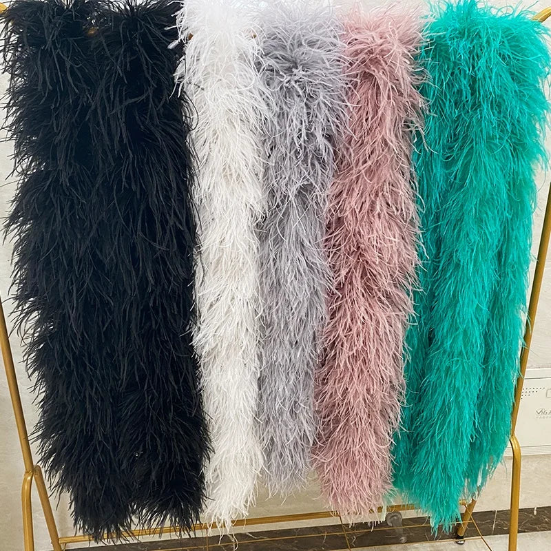 New Style Fashion Ostrich Feather Boas 8 Ply Solid Colors 200cm Ostrich Feather Boa Trim for Party Decoration