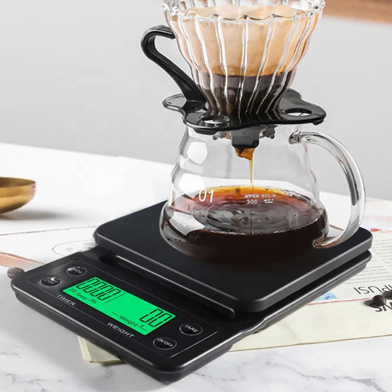 New Manufactures 3kg /0.1g Kitchen Coffee Weighing Scales Balance LED MINI Digital Coffee Scale with Silicone Lid Holder