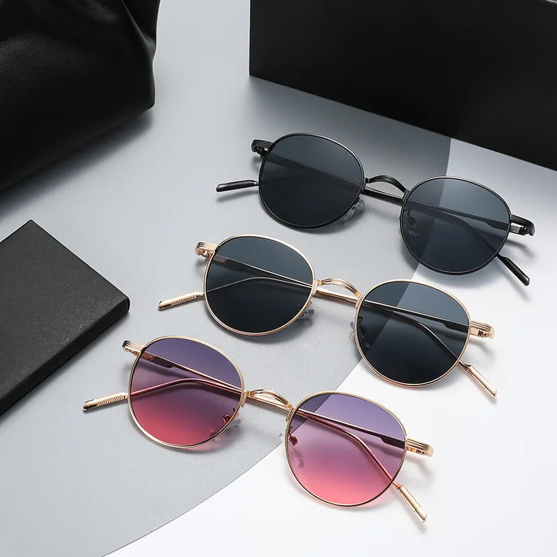 2023 New Design Fashion Women Sunglasses Round Frame Metal Sunglasses