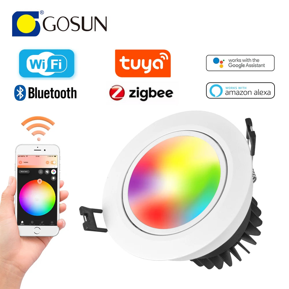 Multi-functional Multi-colour RGBCW 32W WiFi/Zigbee Control Aluminum IP54 Rated Warm White Ceiling Recessed LED Light