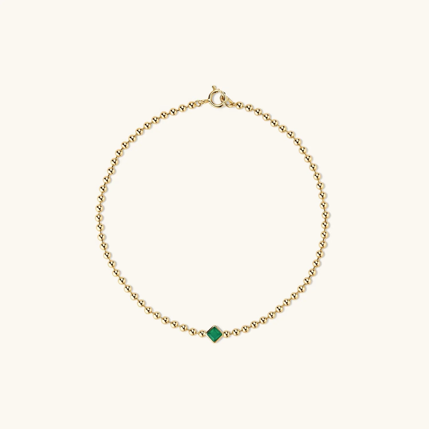 LOZRUNVE 925 Sterling Silver Minimalist Square Solitaire CZ Stone Beaded Bracelet for Women