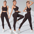 FLW Women's 2-Piece Seamless Quick Dry Sports Yoga Set Custom Logo Sleeveless Activewear Breathable Lightweight Solid Pattern