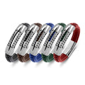 OEM/ODM Men Punk Stainless Steel  Charm Genuine Woven Leather Magnetic Clasp Custom Bracelets