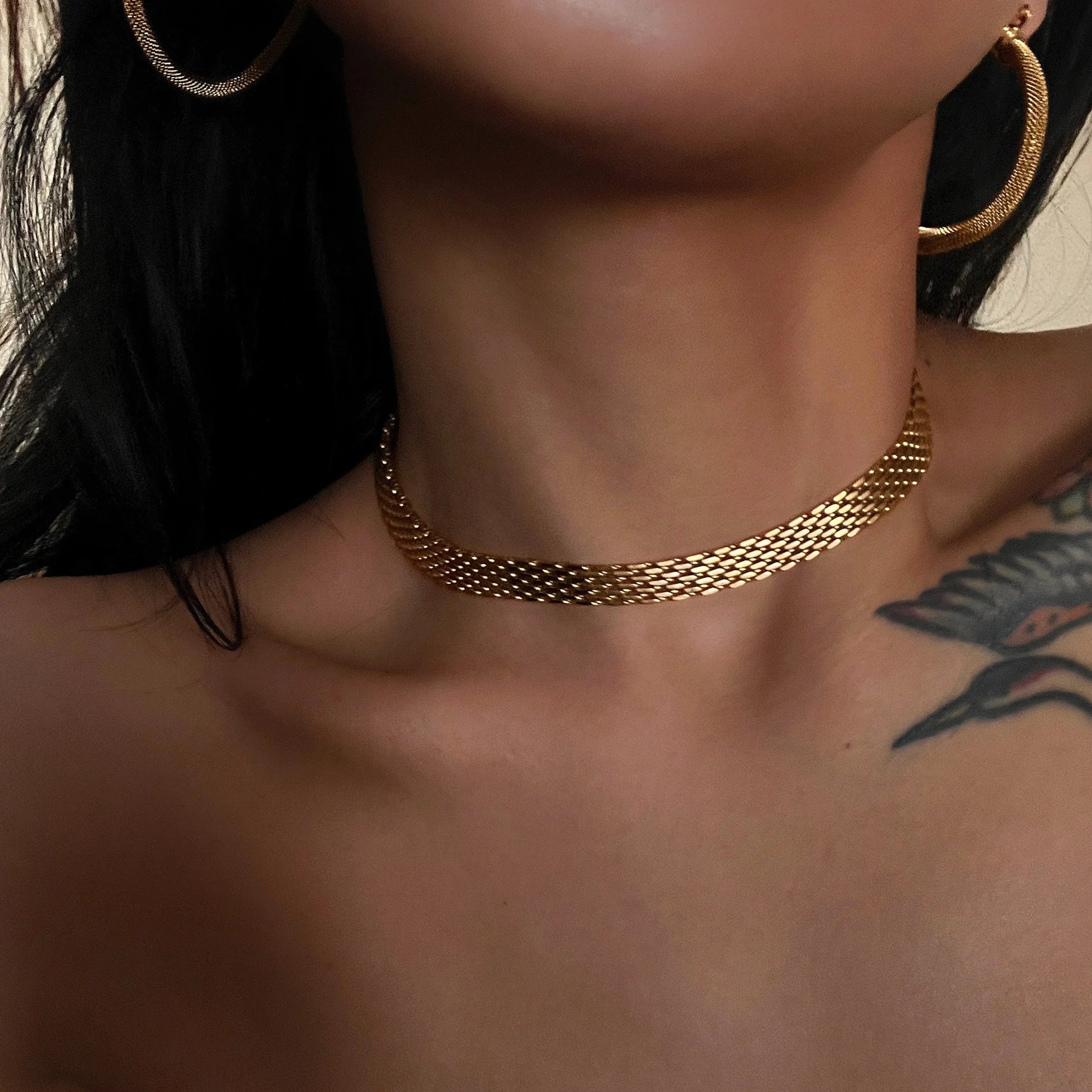 2022 Dazan New 18k Gold Plated Tarnish Free Stainless Steel Vintage Polishing 8mm Braided Chain Necklace Choker for Banquet