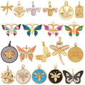 Trendy Butterfly Dragonfly Bee Bird Jumbo Focal Charm PendantReal 18K Gold Plated ColourCraft Jewelry Necklace  Supplies S32