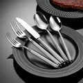 High-End 304 Stainless Steel Flatware for Hotels Hammered Handle Spoon Knife Fork Utensil Set Wedding Flatware Gold Cutlery Set