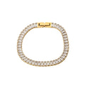 18K Gold Plated Women's Tennis Chain Bracelet Stainless Steel Jewellery Clustered Baguette Diamond CZ Fashion Charm Bracelets