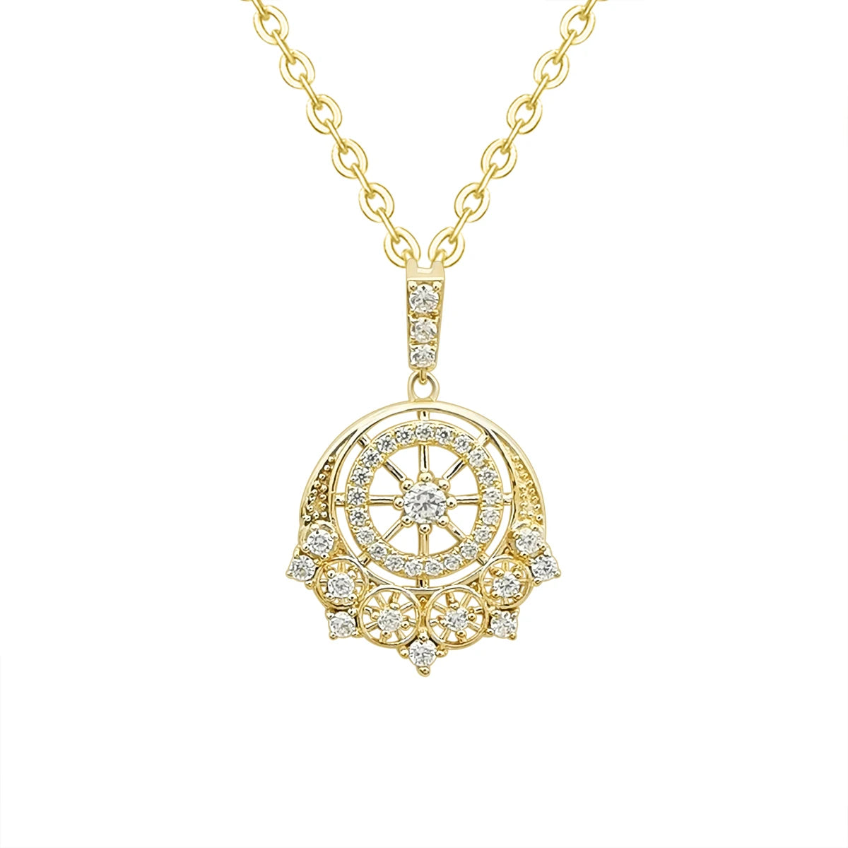 AU375 9k Solid Yellow Zircon Unique Gold Necklaces Jewelry for Women
