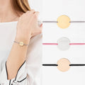 Factory Stainless Steel Silver Rose Gold 18k Gold Round Disc Charm Chain Bracelets Personalized logo Birthday Gift Bracelet
