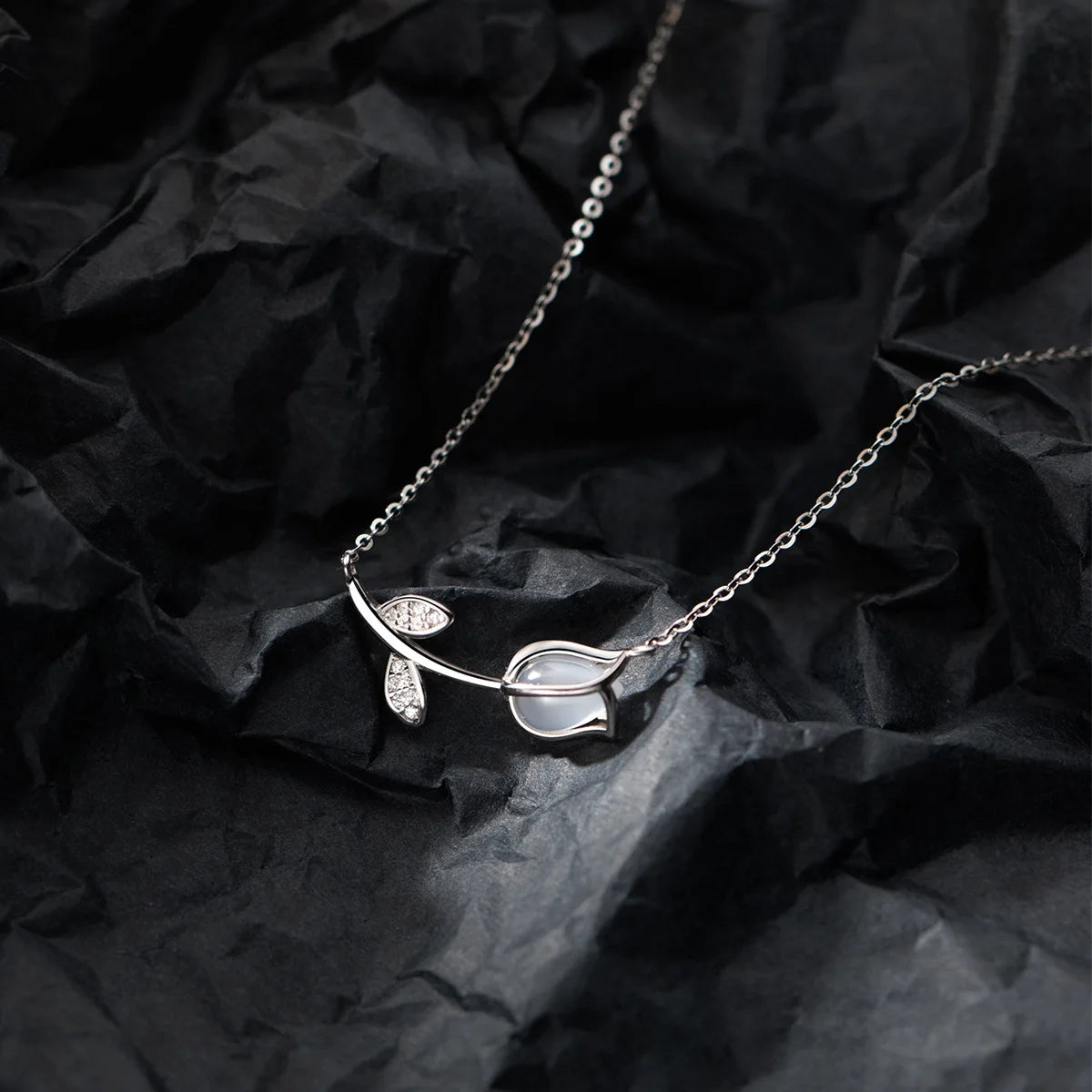 925 Sterling Silver Dainty Tulip Flower Pendant Necklaces Trendy Women Fine Jewelry Necklace