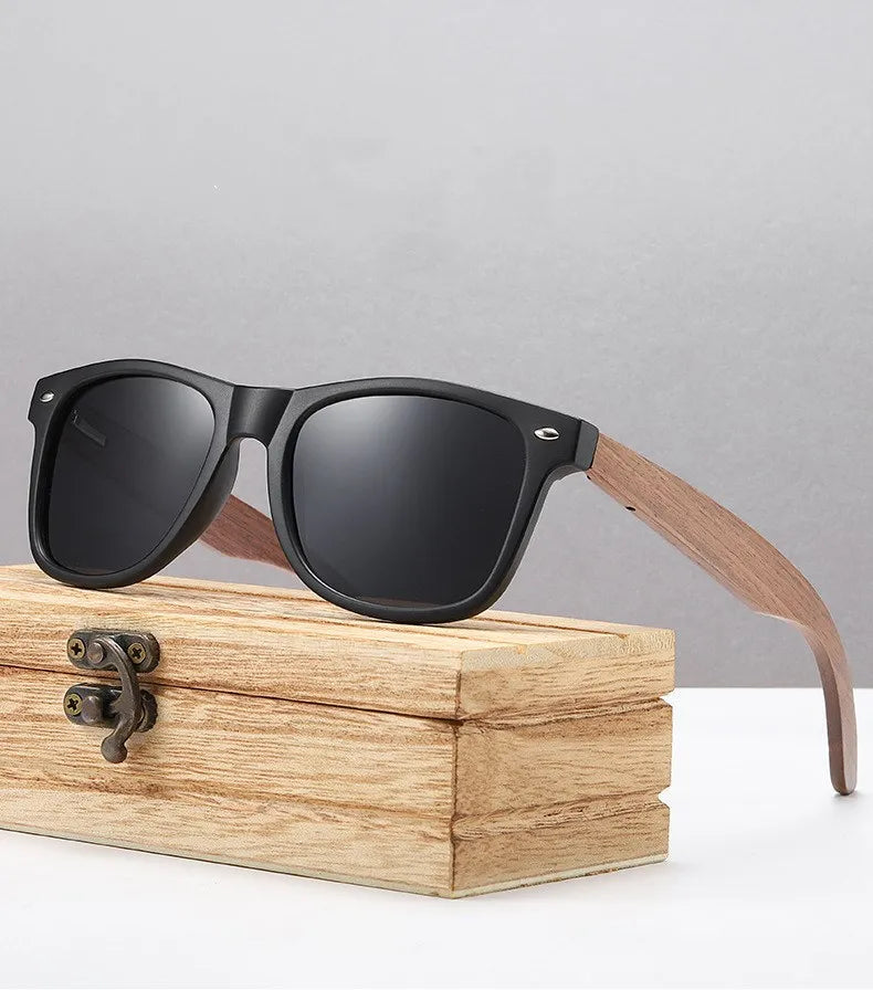 Factory Sunglasses Vendors Men Designer Authentic Wood Arms Wood Temples Uv400 Polarized Lens Sunglasses