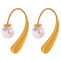 JINYOU 769 Waterproof Minimalist Artificial Pearls Stainless Steel Personality Chic Earrings 18K Gold Plated Trendy Jewelry Wome