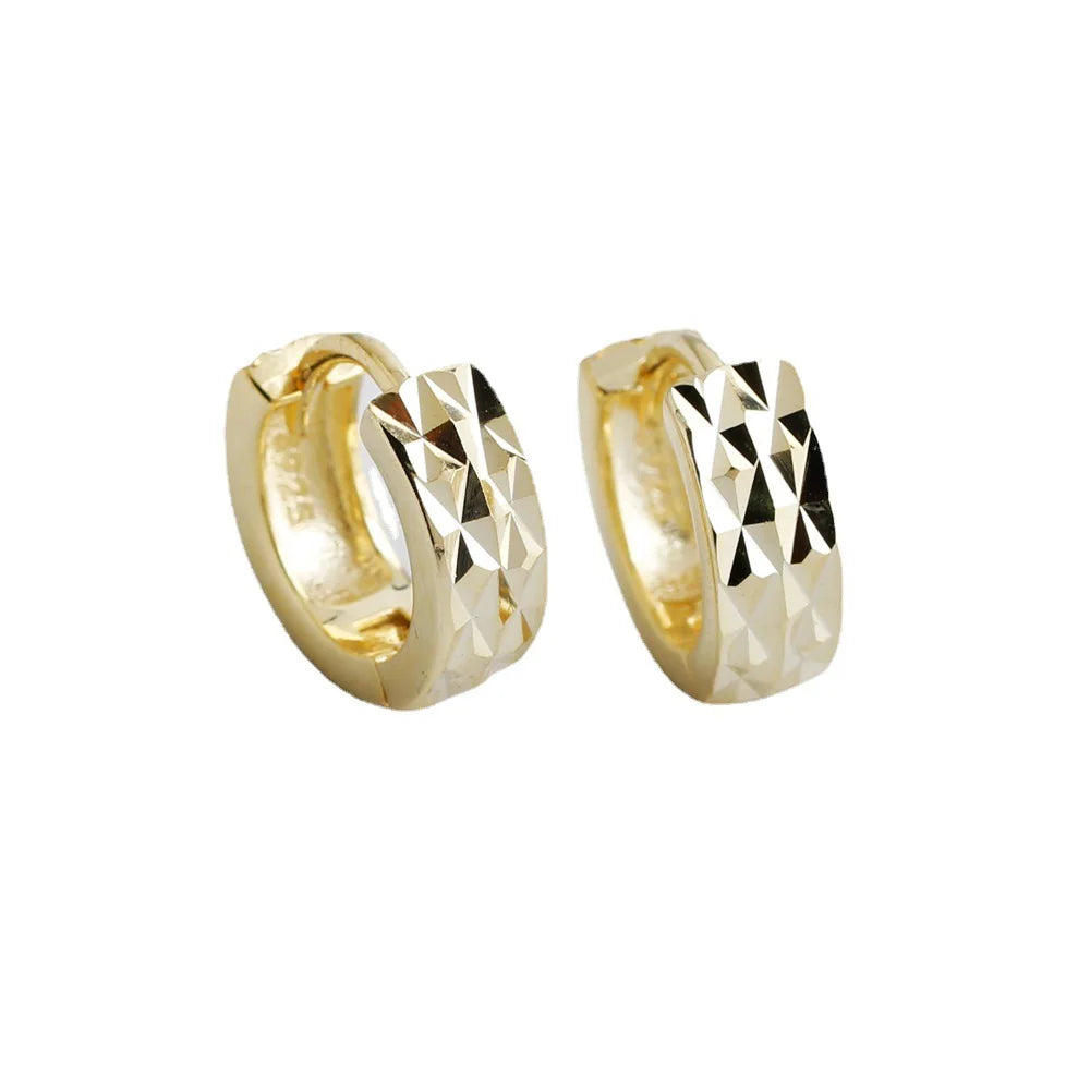 925 Sterling Silver Gold-Plated Car Flower Cuff Earrings for Women Trendy Plain Chunky Punk Huggie Hoops for Parties and Gifts