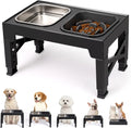Adjusts to 5 Heights Elevated Dog Feeder Bowls With Slow Feeder Bowl & Stainless Steel Dog Food Bowl