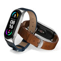 Mijobs PU Genuine Leather Smart Watch Band Strap Wristband for Xiaomi Mi Band 3 4 5 6 7 Accessories