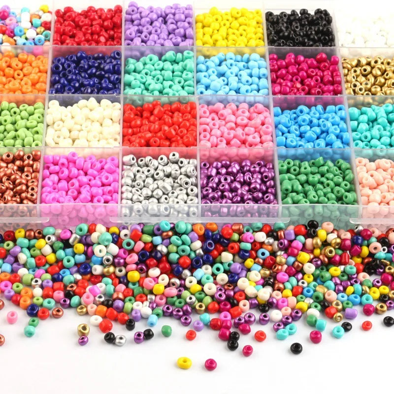 Hot Selling 24 Grids 2/3/4mm Colorful Glass Seed Beads Box for DIY Jewelry Making Mini Seed Beads Kit