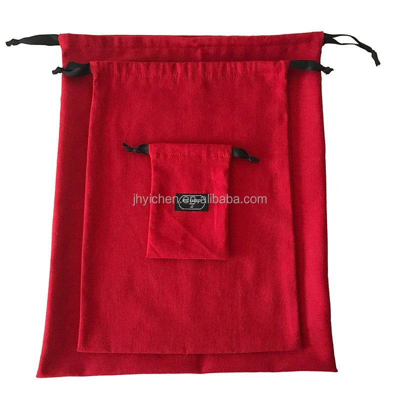 Hot Sale Canvas Cotton Dust Clothes Bag Custom Logo Jewelry Packaging Drawstring Pouch With Ribbon