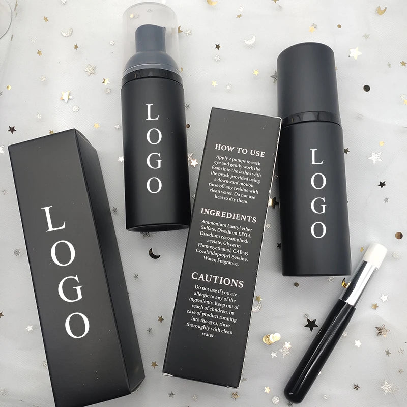 Free Shipping Pure Lash Cleanser Lash Shampoo and Box 10ml 30ml 60ml Lash Extensions Foaming Brush With logo