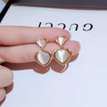 Fancy 27 Styles Gold Plated 925 Silver Post Round Square Earrings Women Shiny White Opal Flower Heart Stud Earrings