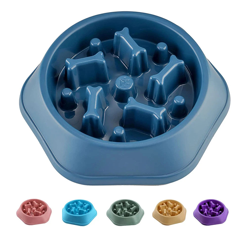 Slow Feeder Dog Bowls Anti-Chocking Dog Feeder Bone Shaped Interactive Slow Dog Food Bowls Promote Health for Medium Small Pet