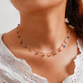 SC Simple Fashion Cute Tiny Beads Necklace Candy Color Beads Tassel Necklace Gold Plated Beads Clavicle Chain