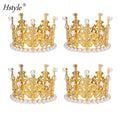 4 Pack Mini Princess Gold Crown Cake Topper Crystal Pearls Tiara for Girl Women Wedding Birthday Party Cake Decoration PQ83