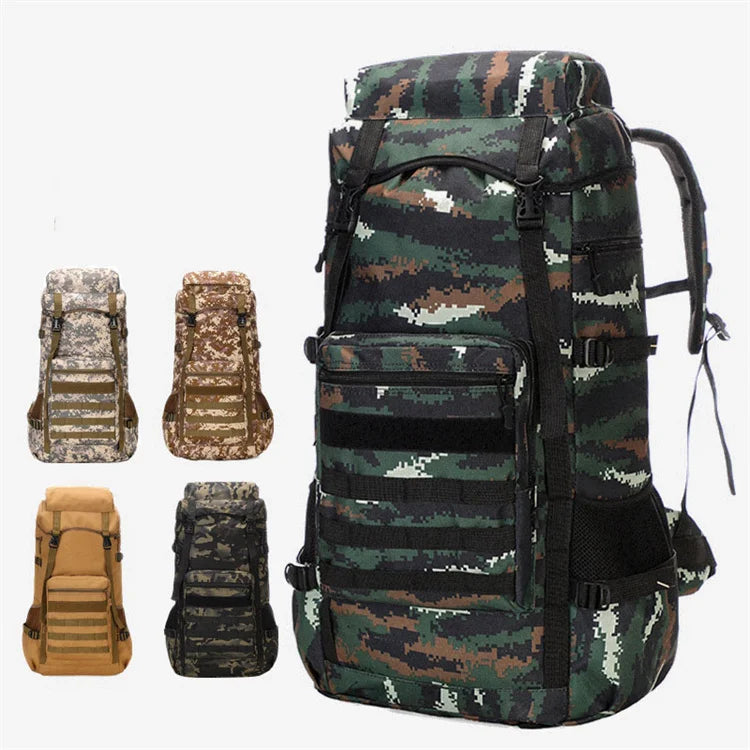 CB-447 Camouflage custom mountaineering bag men 70 liters Oxford luggage rucksack outdoor travel backpack