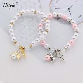 Baby Shower Favor Christening Bracelet Angel Baby Shower Girl Boy Baptism Gift Pink Gold Bracelet for Baby Girl Gift SD0025