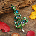 MT062318 Fashion Animal Snake Brooch Women Alloy Rhinestones Brooch Jewelry