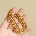 High Quality 18k Gold Plated Hematite Bracelet Tiny Ball Beaded Elastic Bracelet Accessories Jewelry for Women and Girls