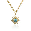 Ins Hot Fashion Chunky Jewelry Gold Plated Stainless Steel Inlaid Natural Stone Crystal Sunflower Pendant Couple Necklace