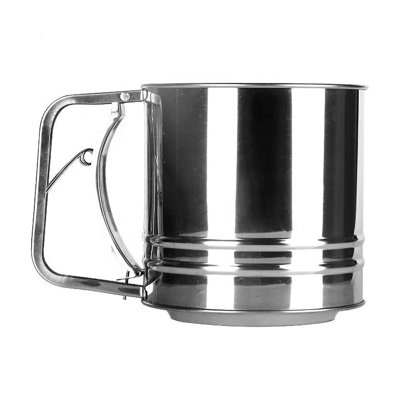 Hot Sale Double-Layer Stainless Steel Mesh Flour Sieve Hand Operated Sugar Shaker Cutters Small Dishwasher Safe Home Kitchen