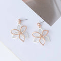 TongLing European Elegant Earring Alloy Fashion Jewelry Silver Statement Open Hollow Flower Drop Dangle Stud Earring for Women